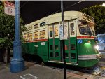 MUNI 1055 (1948 Philadelphia PCC) idles along Jones Street